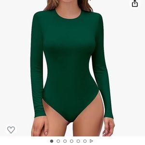 NWOT long-sleeve crew neck  bodysuit dark green